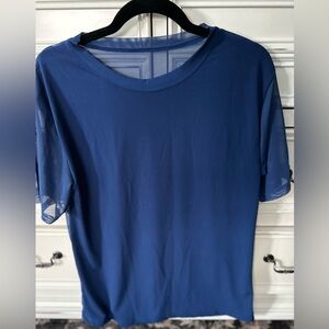 WEISSMAN Size Medium Adult Blue Mesh Short Sleeve Dance Shirt Costume